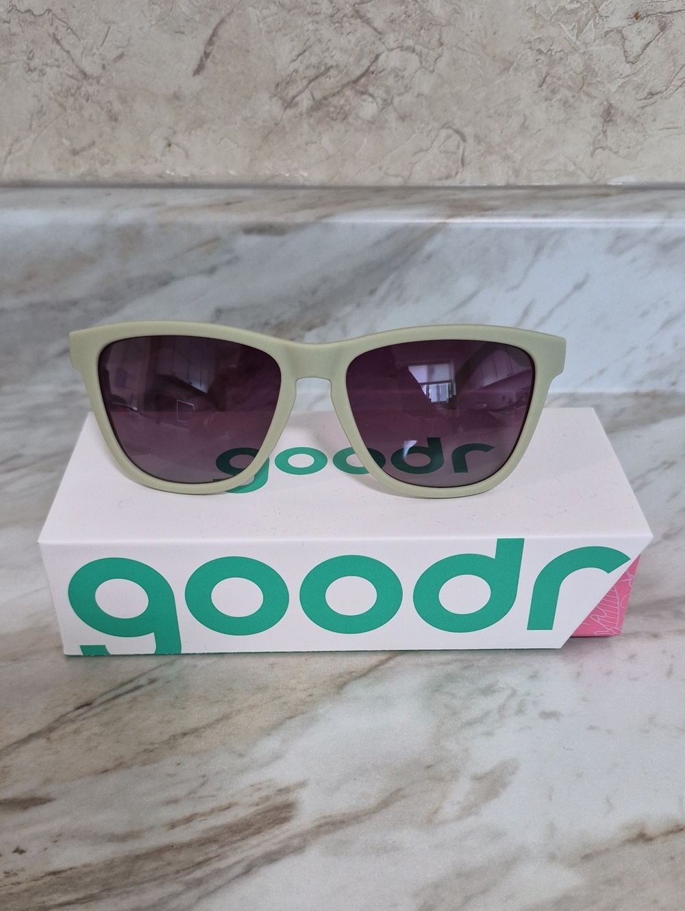 Goodr Men's Matte Light Green Sunglasses with Purple Lenses
